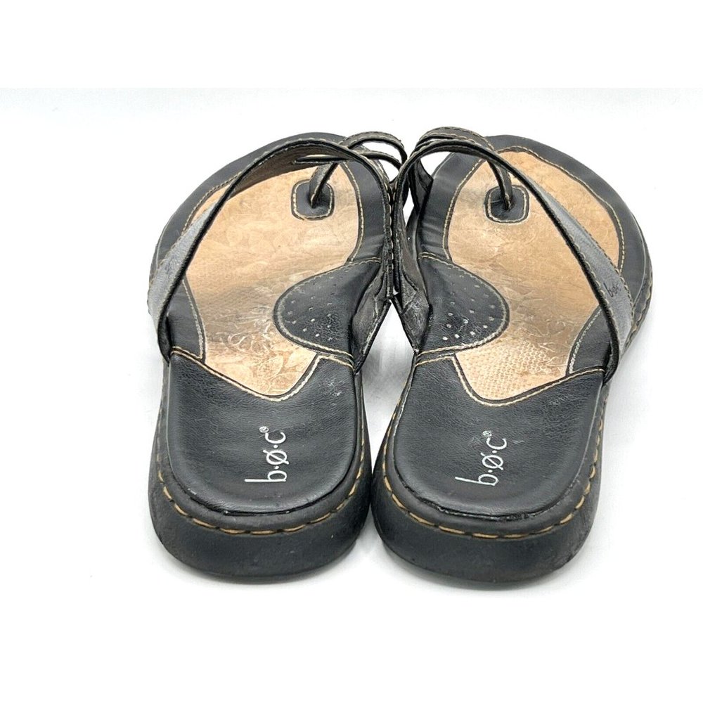 BOC Born Concept Black Thong Flip Flop Faux Leather Sandal Women's Size 10 M - Picture 9 of 11